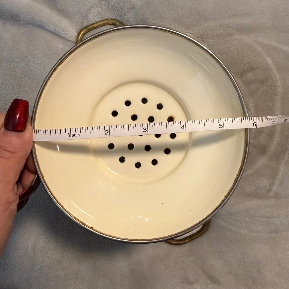 Vintage‎ Enamelware Pedestal Colander Floral French Country Cottagecore